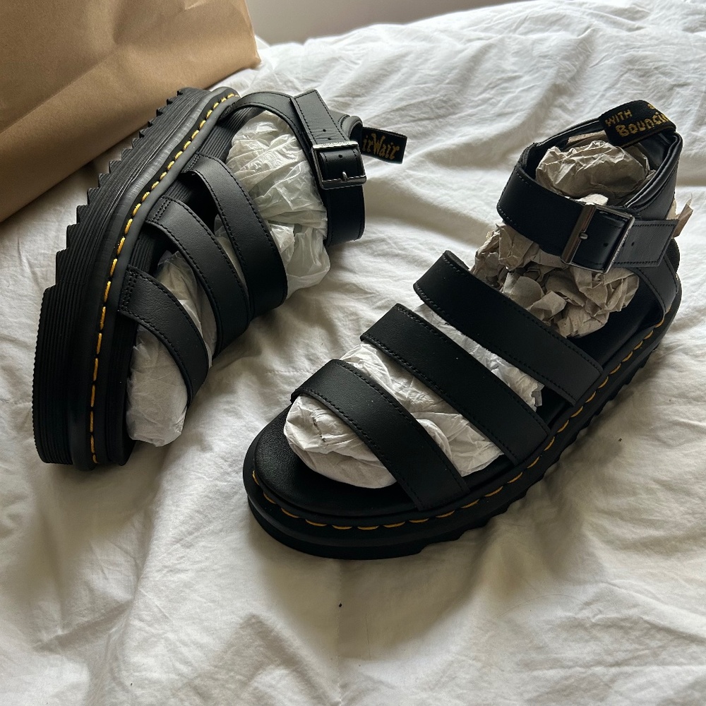 Dr.Martens Blaire Hydro Platform Sandals Leather Strap New